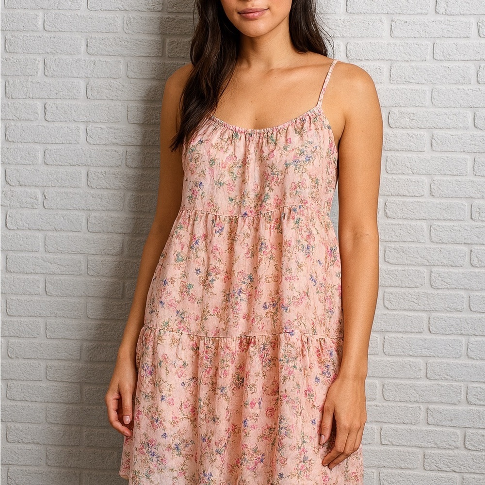 Italian 100% Silk Floral Slip Dress – Soft Pink Cottagecore Romance